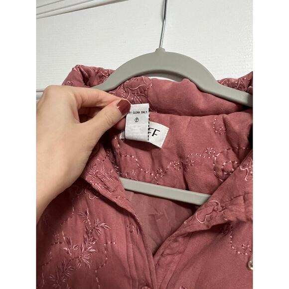 Vintage Graff Dusty Rose Pink Embroidered Lightweight Quilted Jacket - Picture 6 of 6